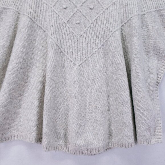 Ann Taylor LOFT Bobble Poncho Sweater Knit Oversized Wool Blend Beige M/L - Picture 3 of 11